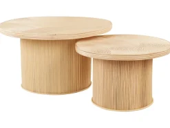 Sæt med 2 sofaborde ILIOS Rattan Naturlig