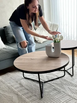 Sæt med 2 sofaborde MELODY Lysebrun