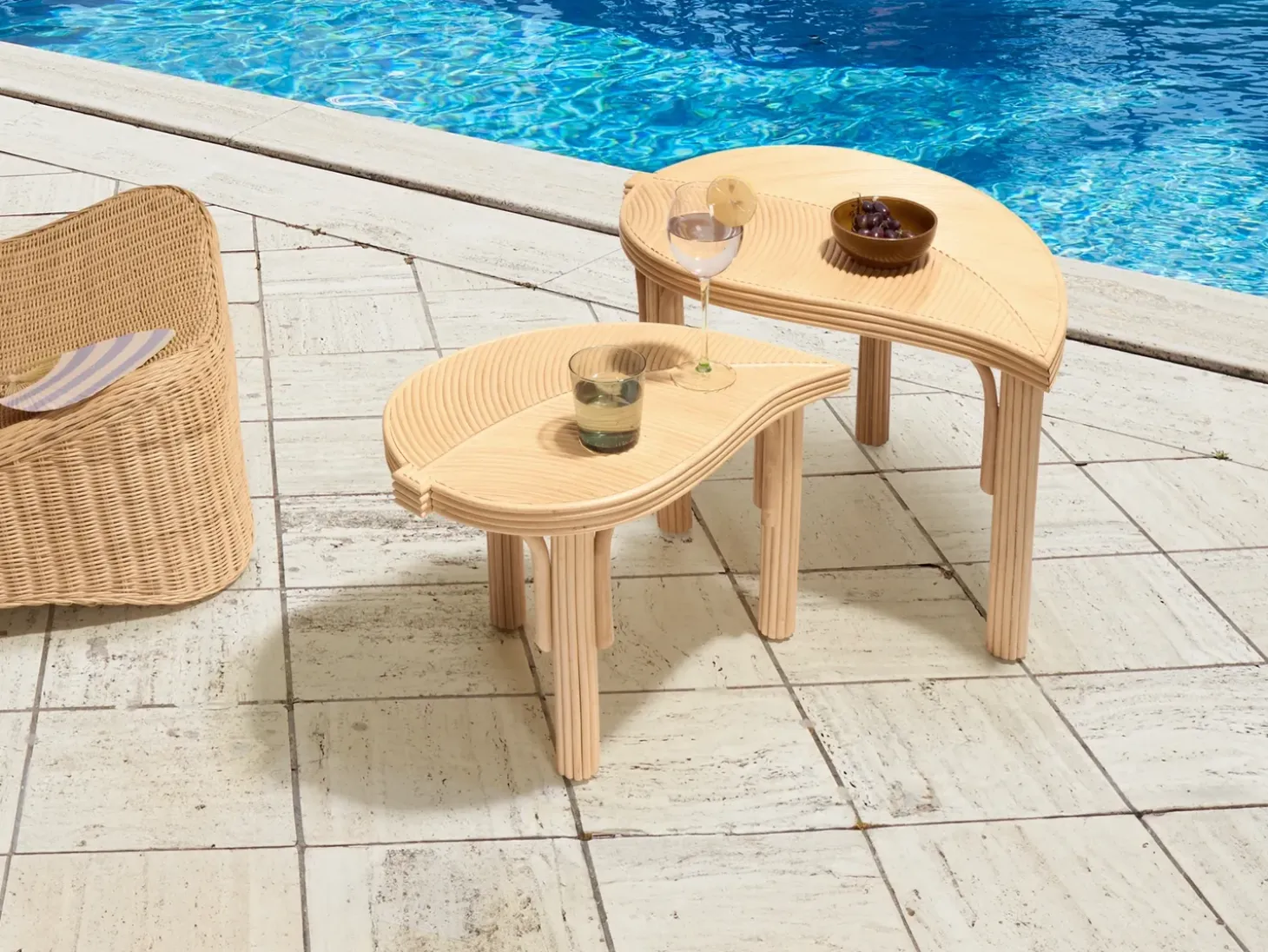 Sæt med 2 sofaborde PARALIA Rattan Naturlig