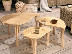 Sæt med 3 sofaborde PARALIA Rattan Naturlig