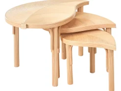 Sæt med 3 sofaborde PARALIA Rattan Naturlig