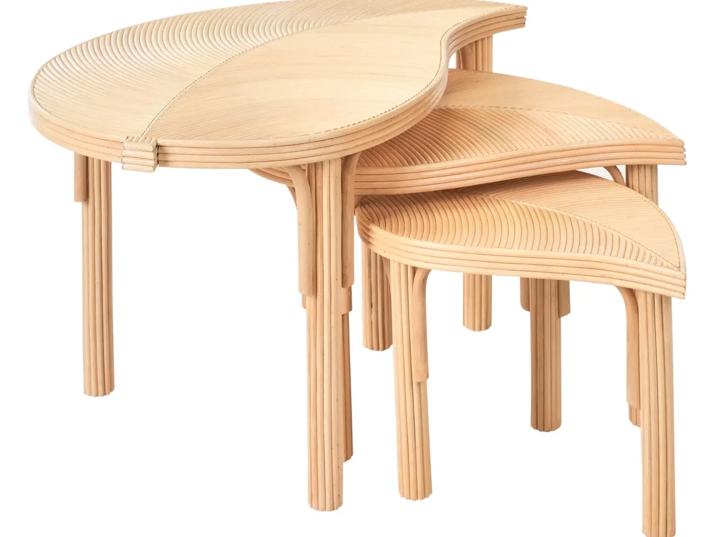 Sæt med 3 sofaborde PARALIA Rattan Naturlig