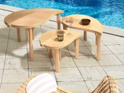 Sæt med 3 sofaborde PARALIA Rattan Naturlig