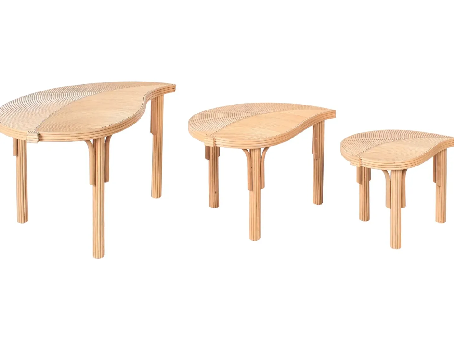 Sæt med 3 sofaborde PARALIA Rattan Naturlig