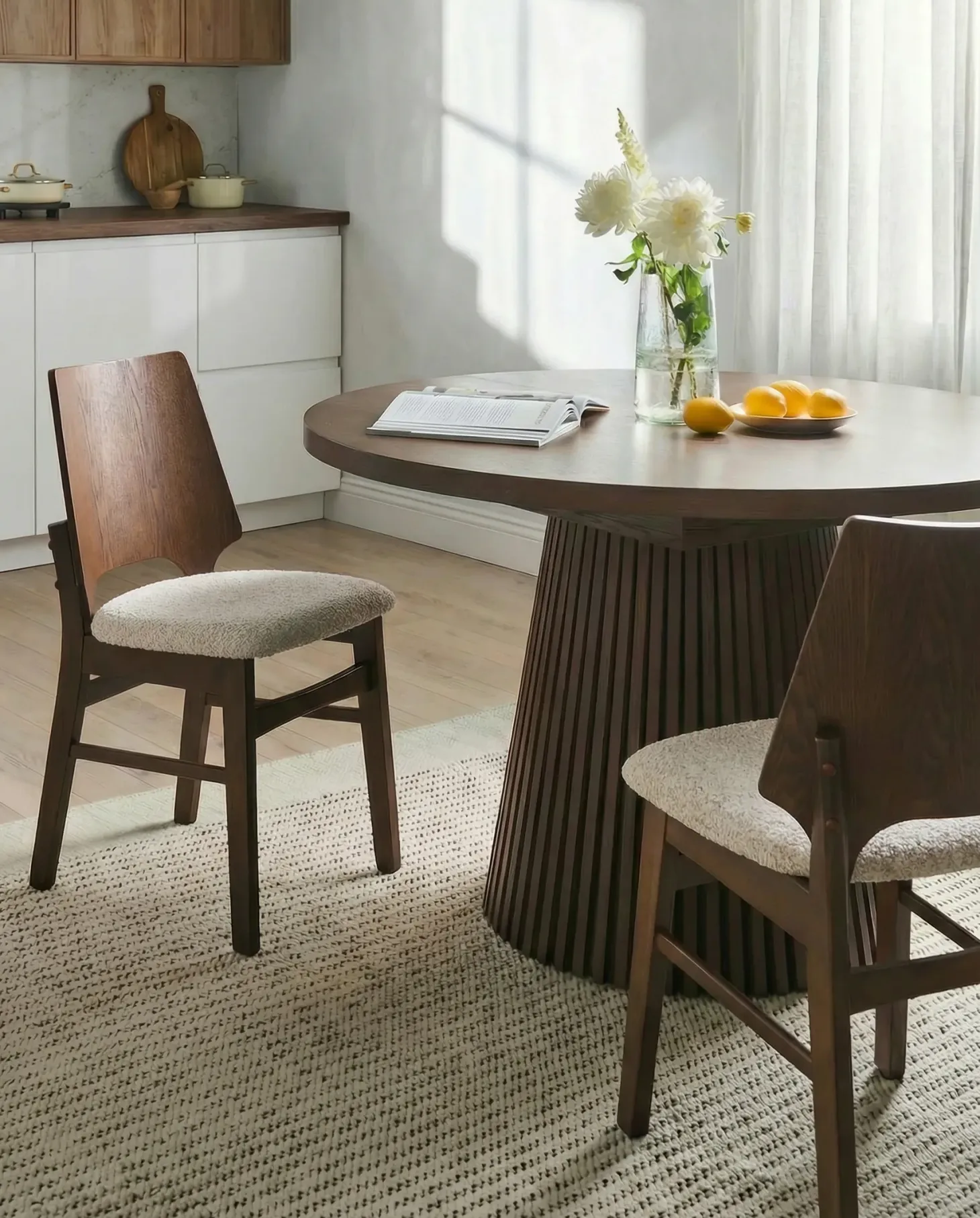Sæt med 2 spisebordsstole ABEE Brun/lys beige