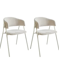 Sæt med 2 spisebordsstole ALANSON Chenille Lys Beige