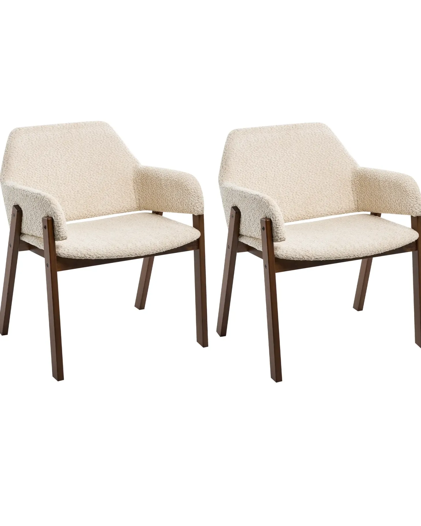 Sæt med 2 spisebordsstole ALBION Boucle Lys Beige