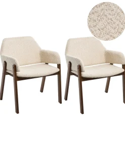 Sæt med 2 spisebordsstole ALBION Boucle Lys Beige