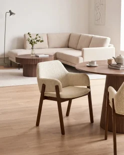 Sæt med 2 spisebordsstole ALBION Boucle Lys Beige