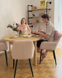 Sæt med 2 spisebordsstole ALDEN Boucle Lys Beige