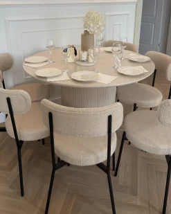 Sæt med 2 spisebordsstole ALLISON Boucle Lys Beige