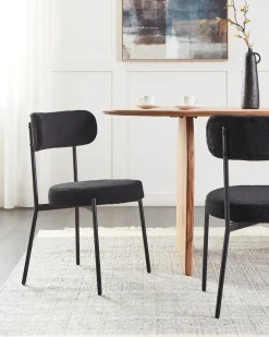 Sæt med 2 spisebordsstole ALLISON Boucle Sort