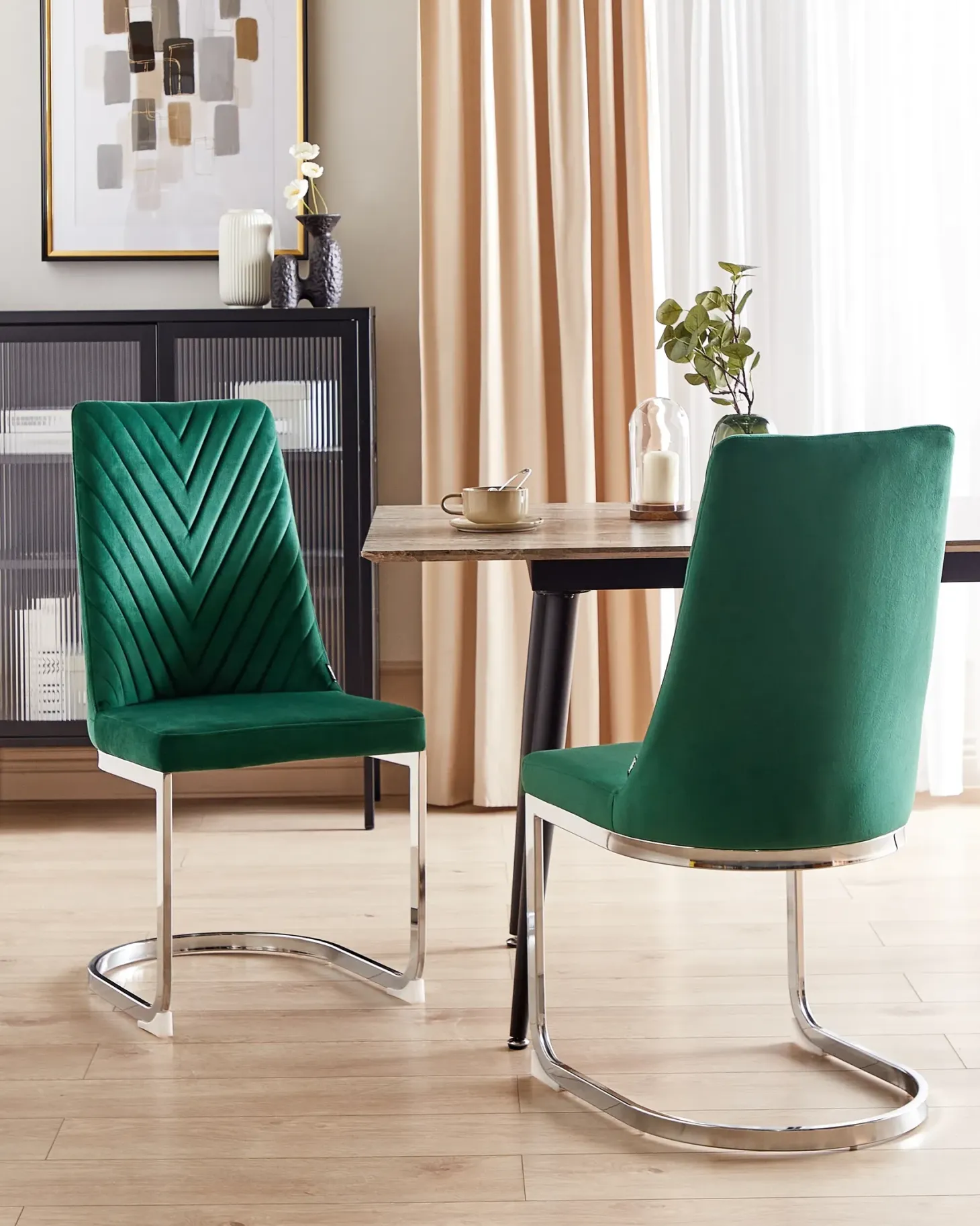 Sæt med 2 spisebordsstole ALTOONA Velour Smaragdgrøn