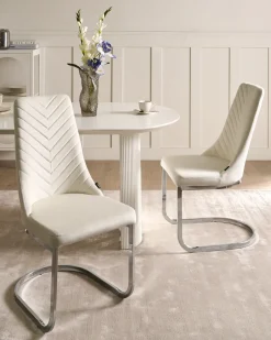 Sæt med 2 spisebordsstole ALTOONA Velour Cremehvid