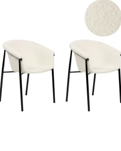 Sæt med 2 spisebordsstole AMES Boucle Cremehvid