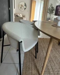Sæt med 2 spisebordsstole AMES Boucle Cremehvid