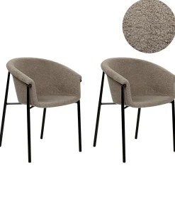 Sæt med 2 spisebordsstole AMES Boucle Brungrå