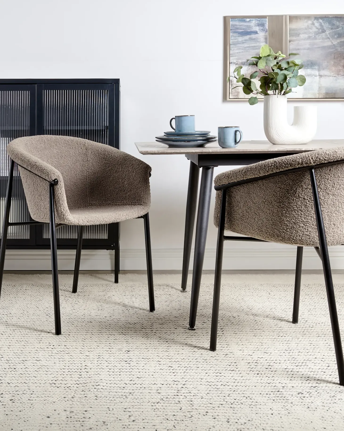 Sæt med 2 spisebordsstole AMES Boucle Brungrå