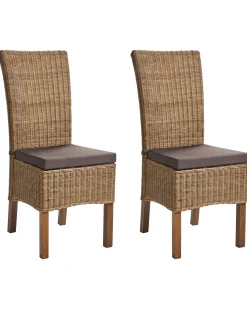 Sæt med 2 spisebordsstole ANDES Rattan Brun
