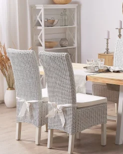Sæt med 2 spisebordsstole ANDES Rattan Hvid