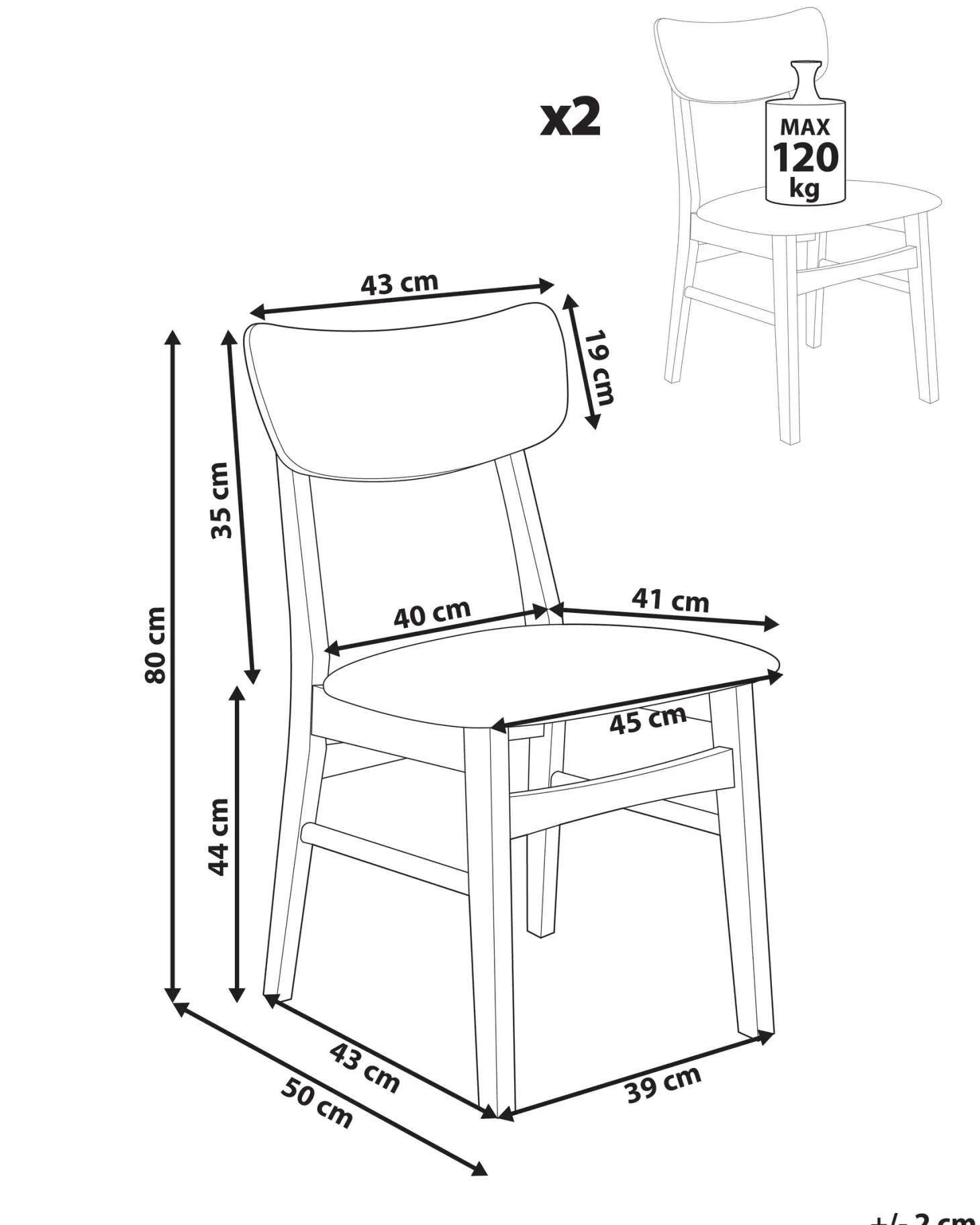 Sæt med 2 spisebordsstole ANOKA Træ Lysebrun/beige