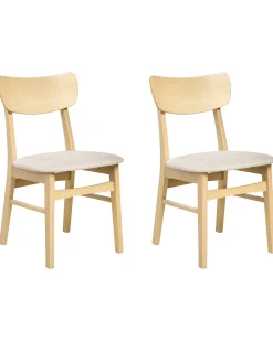 Sæt med 2 spisebordsstole ANOKA Træ Lysebrun/beige