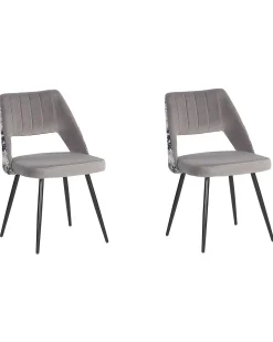 Sæt med 2 spisebordsstole ANSLEY Velour Grå