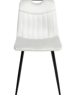 Sæt med 4 spisebordsstole ARGYLE Velour Cremehvid