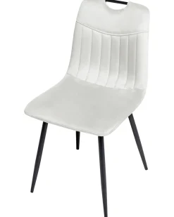 Sæt med 4 spisebordsstole ARGYLE Velour Cremehvid