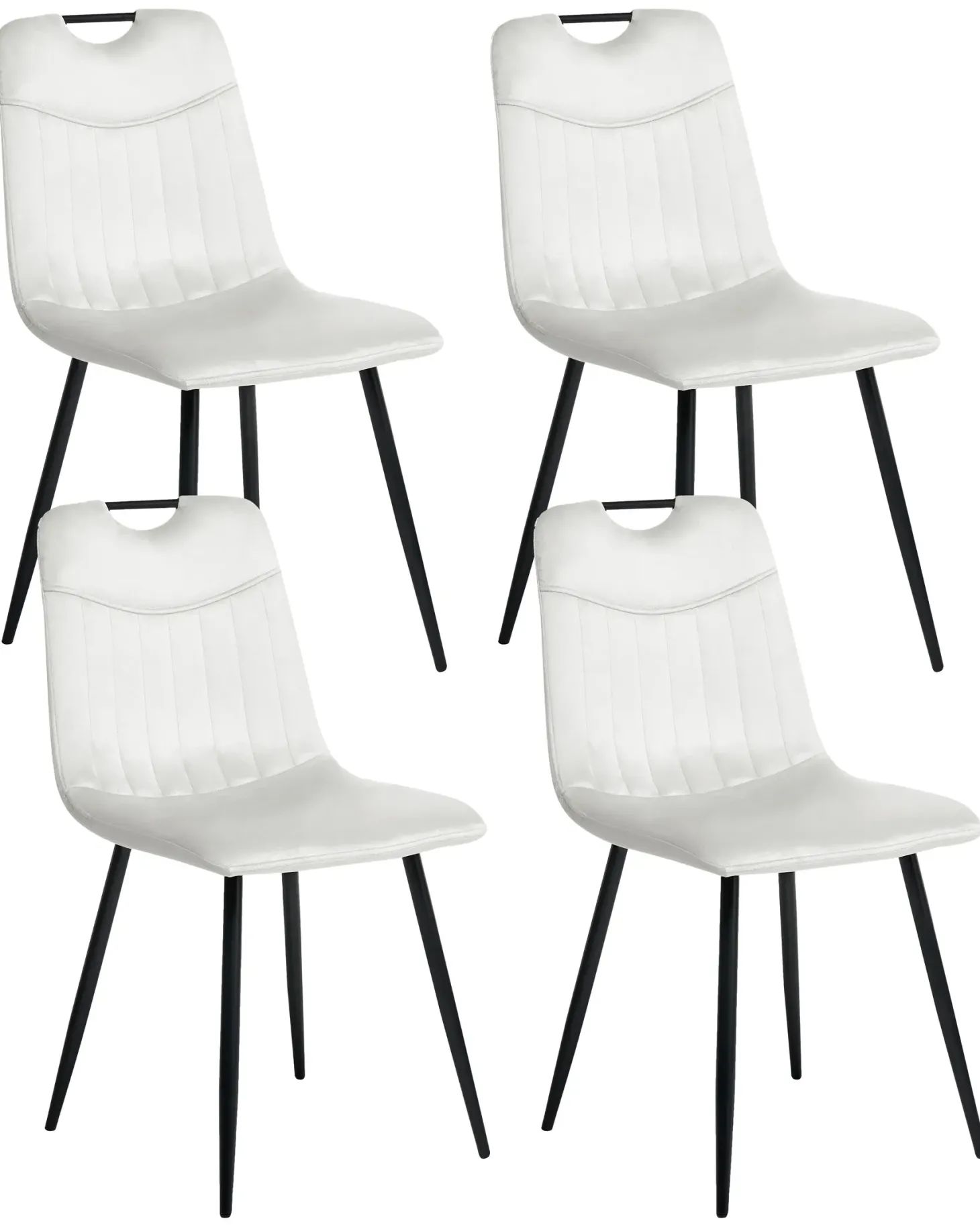 Sæt med 4 spisebordsstole ARGYLE Velour Cremehvid