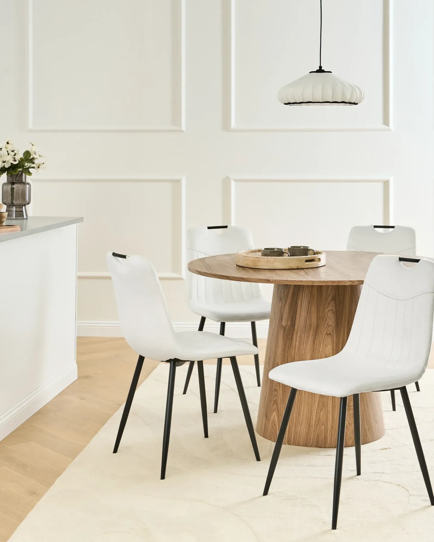 Sæt med 4 spisebordsstole ARGYLE Velour Cremehvid