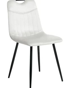 Sæt med 4 spisebordsstole ARGYLE Velour Cremehvid