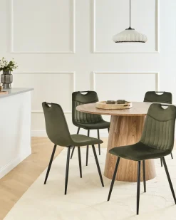 Sæt med 4 spisebordsstole ARGYLE Velour Mørkegrøn