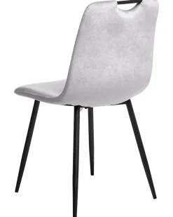 Sæt med 4 spisebordsstole ARGYLE Velour Lysegrå