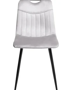 Sæt med 4 spisebordsstole ARGYLE Velour Lysegrå