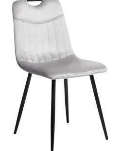 Sæt med 4 spisebordsstole ARGYLE Velour Lysegrå