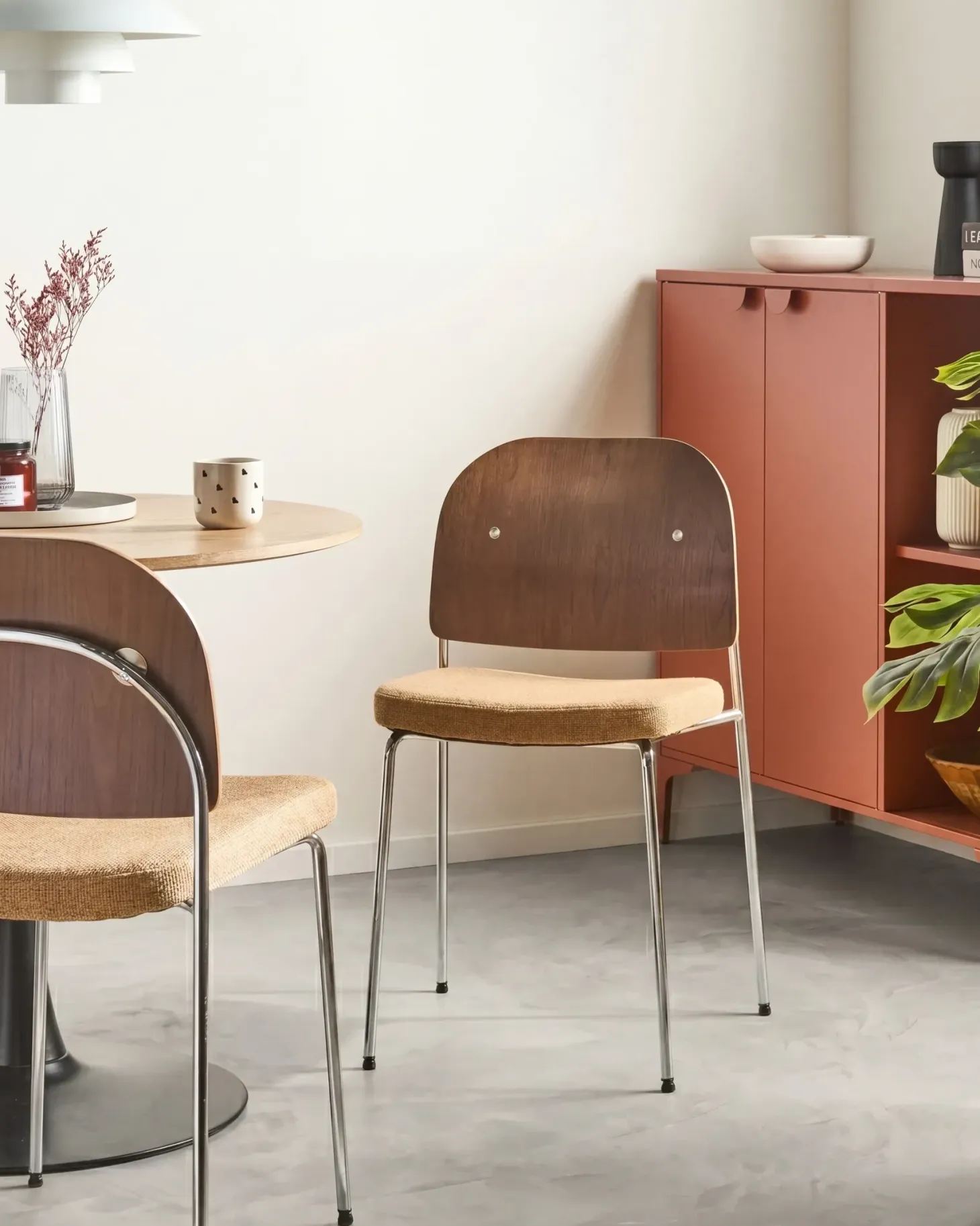 Sæt med 2 spisebordsstole ASHCROFT Metal Orange/mørkebrun