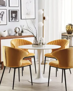 Sæt med 2 spisebordsstole AUGUSTA Velour Sennepsgul