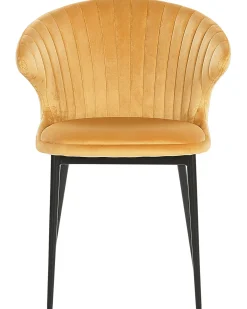 Sæt med 2 spisebordsstole AUGUSTA Velour Sennepsgul