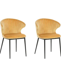 Sæt med 2 spisebordsstole AUGUSTA Velour Sennepsgul