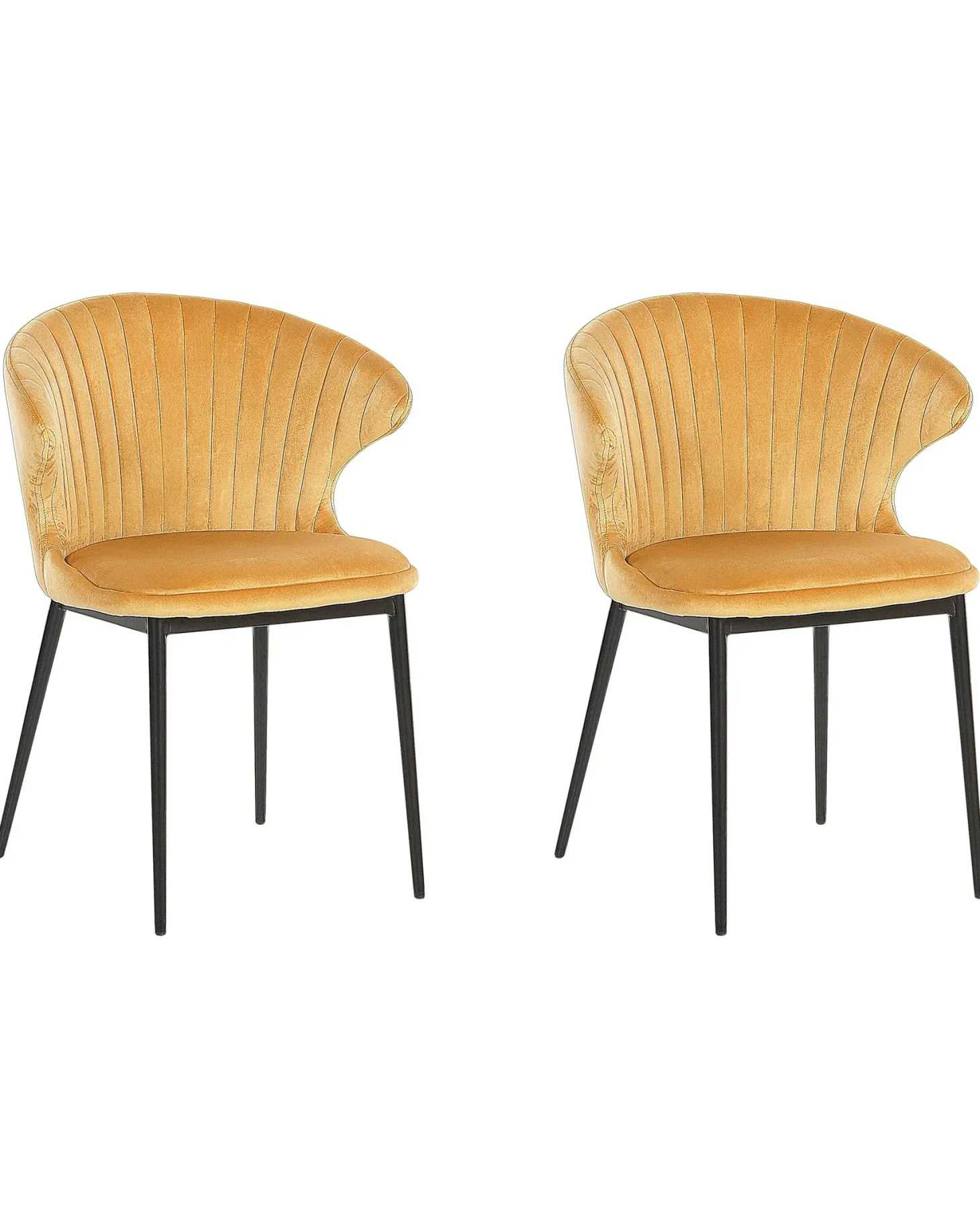 Sæt med 2 spisebordsstole AUGUSTA Velour Sennepsgul