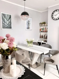 Sæt med 2 spisebordsstole AUGUSTA Velour Grå