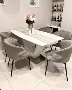 Sæt med 2 spisebordsstole AUGUSTA Velour Grå