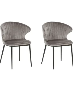 Sæt med 2 spisebordsstole AUGUSTA Velour Grå