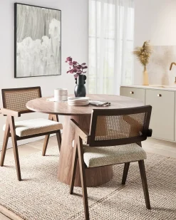 Sæt med 2 spisebordsstole AVA Træ Brun/lys beige