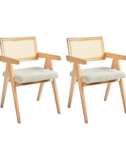 Sæt med 2 spisebordsstole AVA Træ Lysebrun/beige