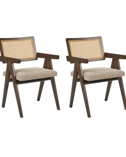 Sæt med 2 spisebordsstole AVA Træ Brun/taupe