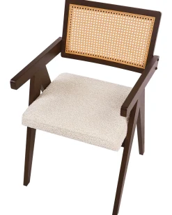 Sæt med 2 spisebordsstole AVA Træ Mørkebrun/lys beige