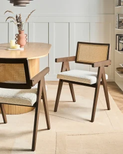 Sæt med 2 spisebordsstole AVA Træ Mørkebrun/lys beige