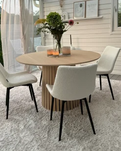 Sæt med 2 spisebordsstole AVILLA Boucle Hvid